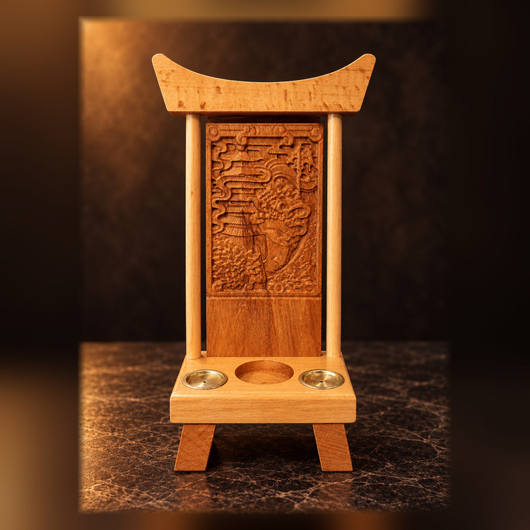 جاعودی چوبی طرح معبد با حکاکی سنتی